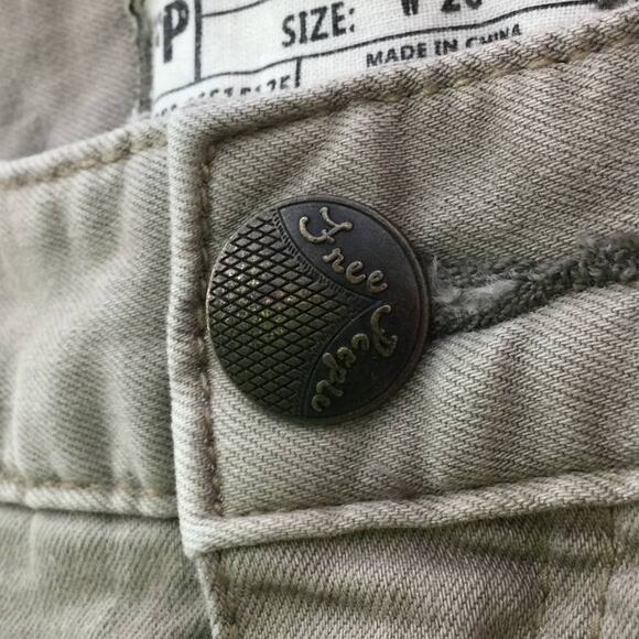 Free People Khaki Distressed Skinny Jeans Size 2 W26 - Picture 4 of 7